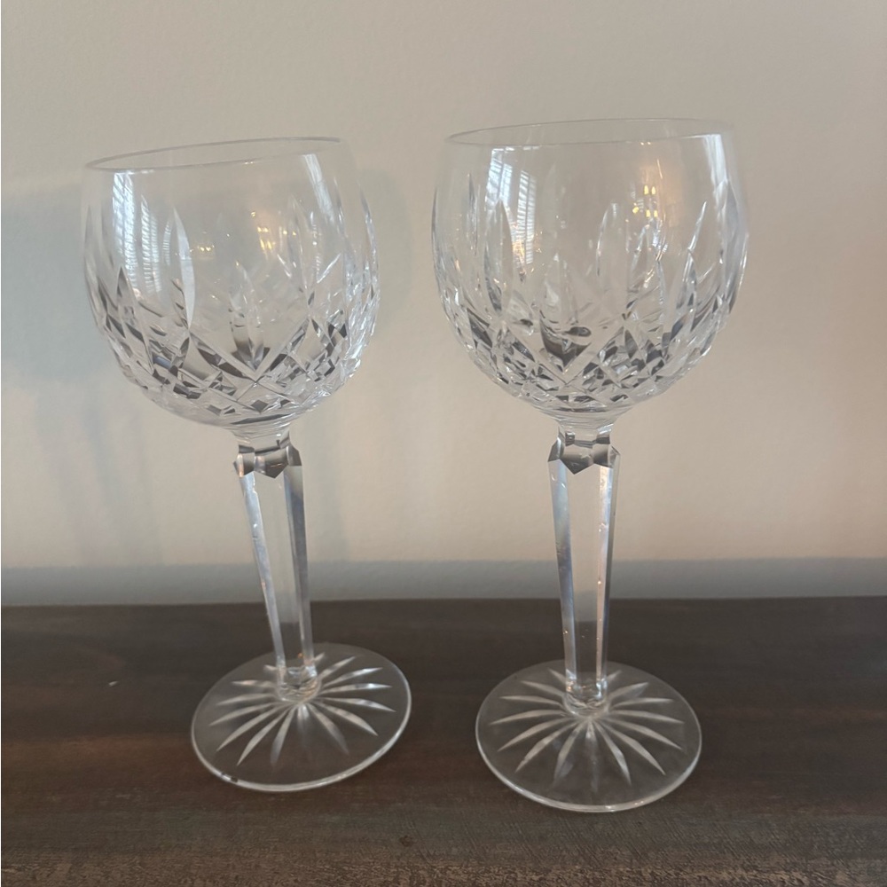2 Waterford Lismore Small Elegant Crystal Wine Glasses